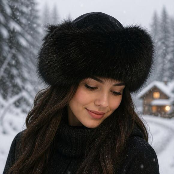 RARE VTG Mid Century Ladies Black Suede Mink/Fur Hat French Luxembourg Luxury main image 8